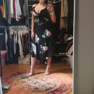 Floral wrap dress with plunging neckline